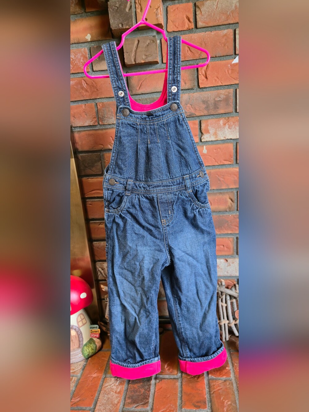 Oshkosh Denim With Pink Fleece Lined Overall